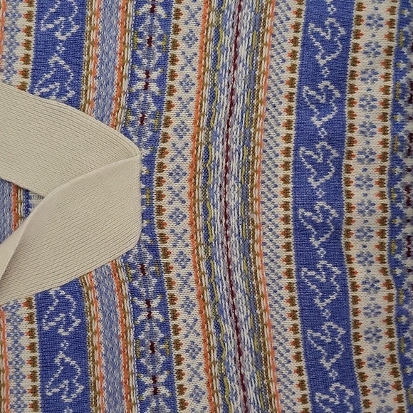 J Crew Womens Large Lambs‎ Wool Blend Fair Isle Johnny Collar Blue Ivory Sweater - Picture 4 of 7